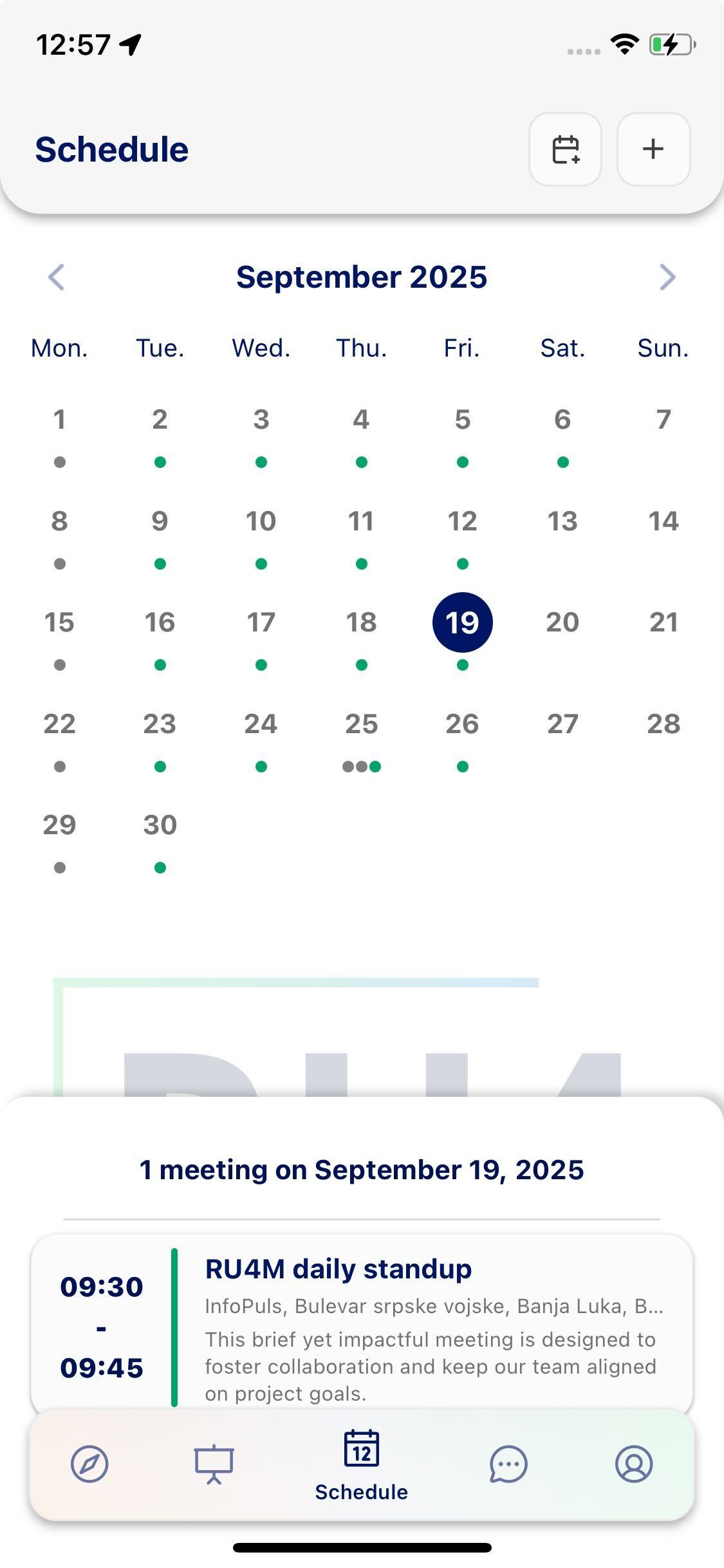 calendar screen